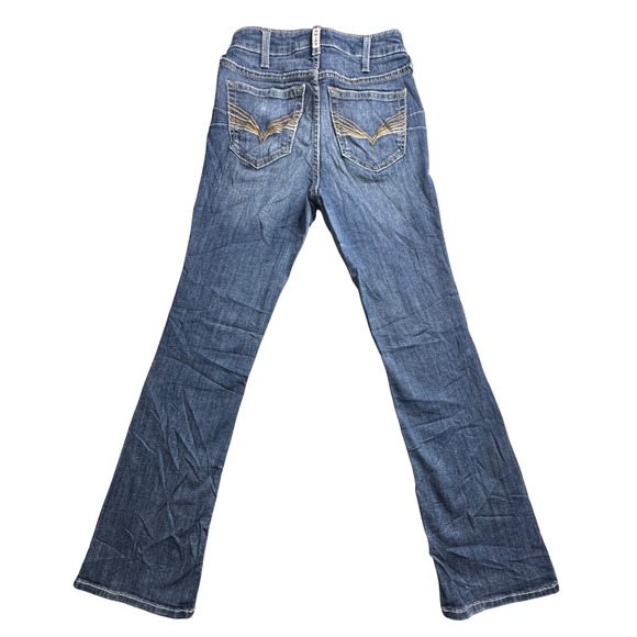 Ariat Real Denim Womens Size 26 Jeans Bootcut Blue Dark Wash Western Accents - Picture 1 of 15